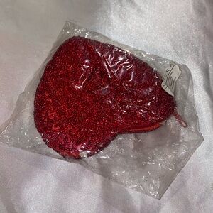 Red Beaded Heart-Shaped pouch. NEW
